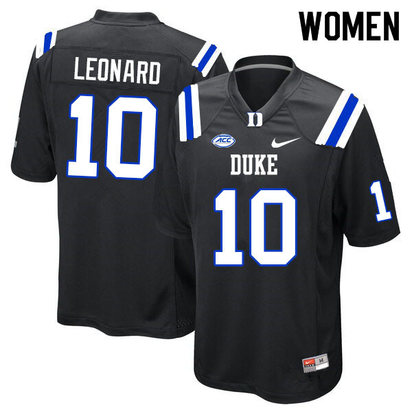 Women #10 Riley Leonard Duke Blue Devils College Football Jerseys Sale-Black - Click Image to Close